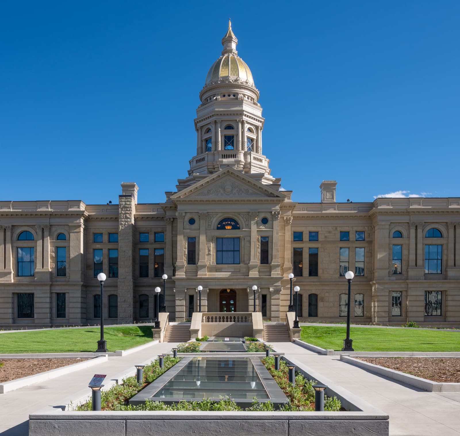 The Wyoming State Capitol in Cheyenne, with its gold dome